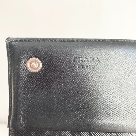 Vintage Prada Tesstuto Black Nylon Tri-fold Wallet, Black Tri-fold Prada Wallet - Picture 6 of 13